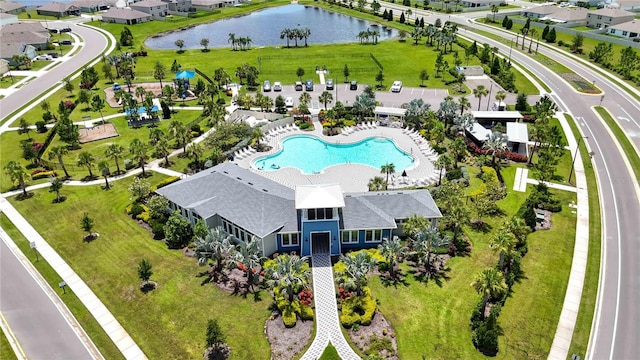 12357 Nantahala Run, Parrish, FL 34219 - drone / aerial view of a pool area and a nearby body of water