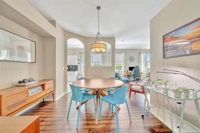 14255 Gnatcatcher Ter, Lakewood Ranch, FL 34202 - dining room with wood finished floors and arched walkways