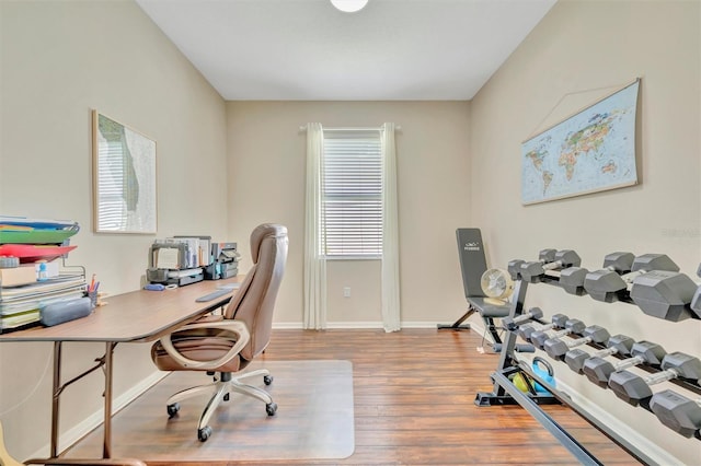 14255 Gnatcatcher Ter, Lakewood Ranch, FL 34202 - home office with wood finished floors and baseboards