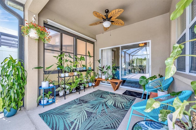14255 Gnatcatcher Ter, Lakewood Ranch, FL 34202 - sunroom featuring a ceiling fan and healthy amount of natural light
