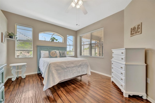 14255 Gnatcatcher Ter, Lakewood Ranch, FL 34202 - bedroom with wood finished floors and a ceiling fan