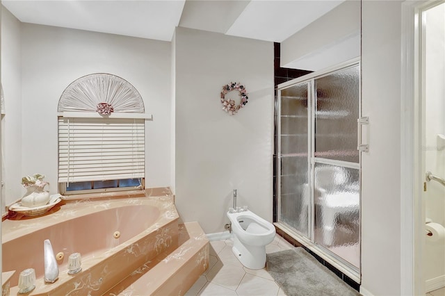 80 Rio Cuarto St, Punta Gorda, FL 33983 - full bathroom featuring a stall shower, a bidet, tile patterned flooring, and a jetted tub