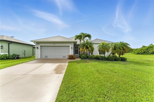 194 Sunset Rd, Rotonda West, FL 33947 - single story home featuring an attached garage, concrete driveway, stucco siding, and a front lawn