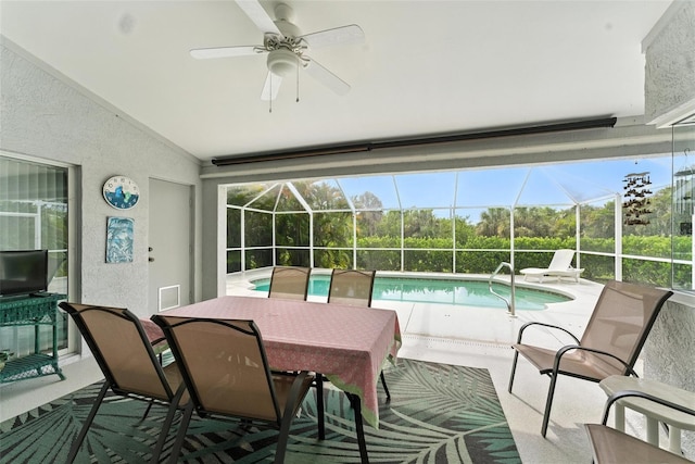 194 Sunset Rd, Rotonda West, FL 33947 - swimming pool featuring a patio area, a ceiling fan, and a lanai