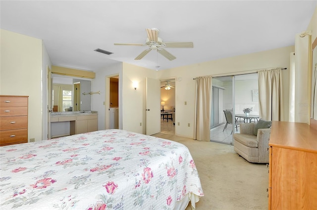 4339 Bowling Green Cir Unit 19, Sarasota, FL 34233 - bedroom with light carpet and a ceiling fan