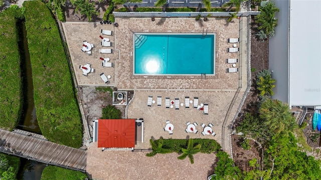 3705 E Bay Dr Unit 205, Holmes Beach, FL 34217 - drone / aerial view of a pool