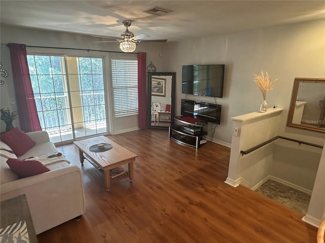 8809 White Sage Loop, Lakewood Ranch, FL 34202 - living area featuring ceiling fan and wood finished floors