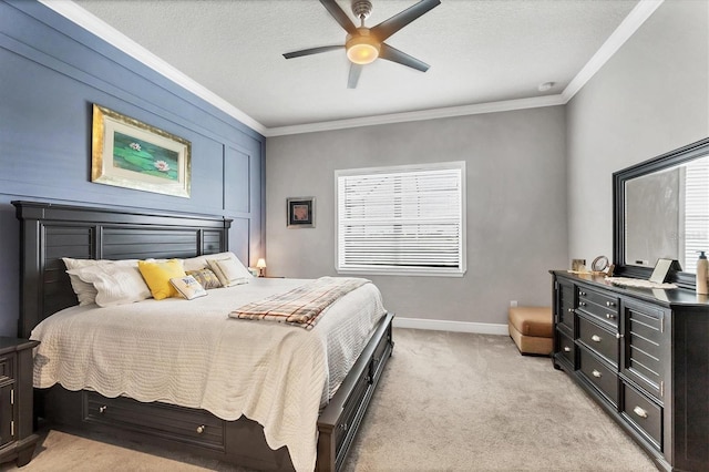 10347 Coastal Shores Dr, Parrish, FL 34219 - bedroom with ornamental molding, light colored carpet, and a ceiling fan