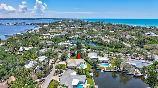 6962 Belgrave Dr, Sarasota, FL 34242 - aerial perspective of suburban area with a nearby body of water
