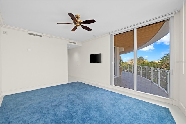 2251 Gulf Of Mexico Dr Unit 301, Longboat Key, FL 34228 - empty room featuring ceiling fan, crown molding, and carpet flooring