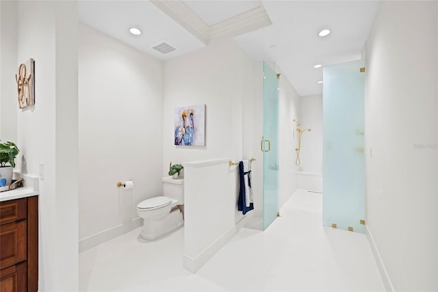 2251 Gulf Of Mexico Dr Unit 301, Longboat Key, FL 34228 - bathroom with a shower stall, vanity, and recessed lighting