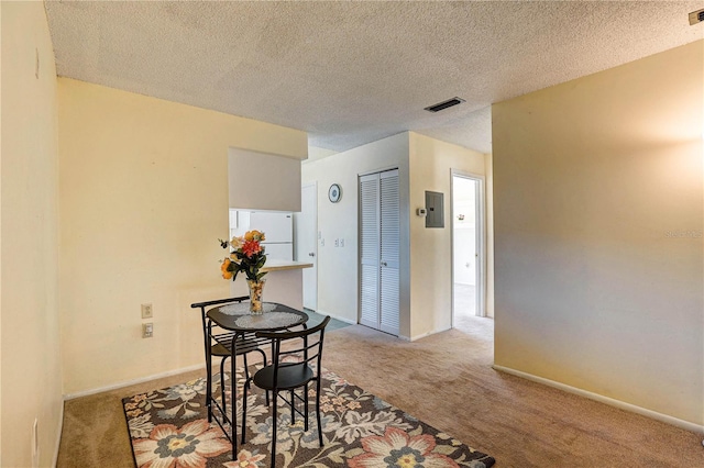 2716 Hidden Lake Blvd Unit C, Sarasota, FL 34237 - carpeted dining space with a textured ceiling and electric panel