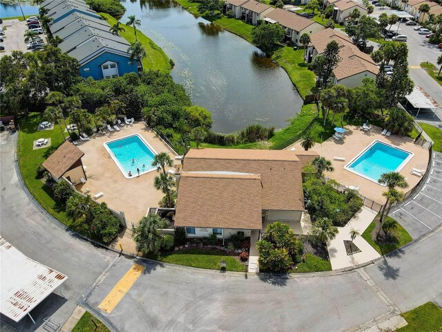 2716 Hidden Lake Blvd Unit C, Sarasota, FL 34237 - aerial view of a pool and a nearby body of water