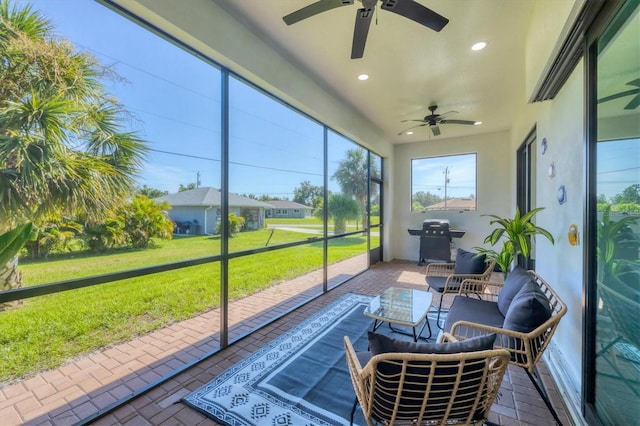 10270 Castanet Ave, Englewood, FL 34224 - sunroom featuring a ceiling fan