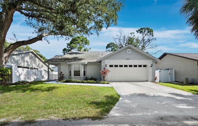 3223 Jamaica St, Sarasota, FL 34231 - ranch-style house with a garage, stucco siding, driveway, and a gate