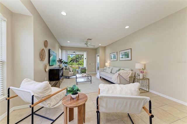 7039 Woodmore Ter, Lakewood Ranch, FL 34202 - living room with a ceiling fan and recessed lighting