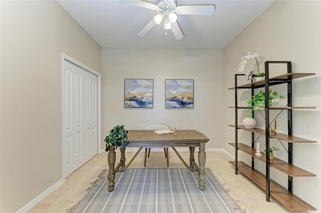 7039 Woodmore Ter, Lakewood Ranch, FL 34202 - office space with ceiling fan and light tile patterned floors