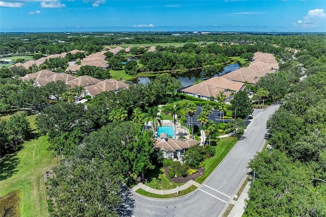 7039 Woodmore Ter, Lakewood Ranch, FL 34202 - aerial view of property and surrounding area with a nearby body of water and a pool