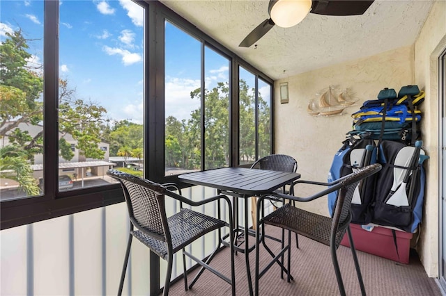 2220 Stickney Point Rd Unit 528, Sarasota, FL 34231 - sunroom with ceiling fan and lofted ceiling