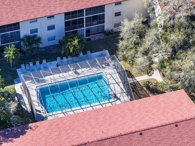 2220 Stickney Point Rd Unit 528, Sarasota, FL 34231 - view from above of property featuring a pool area