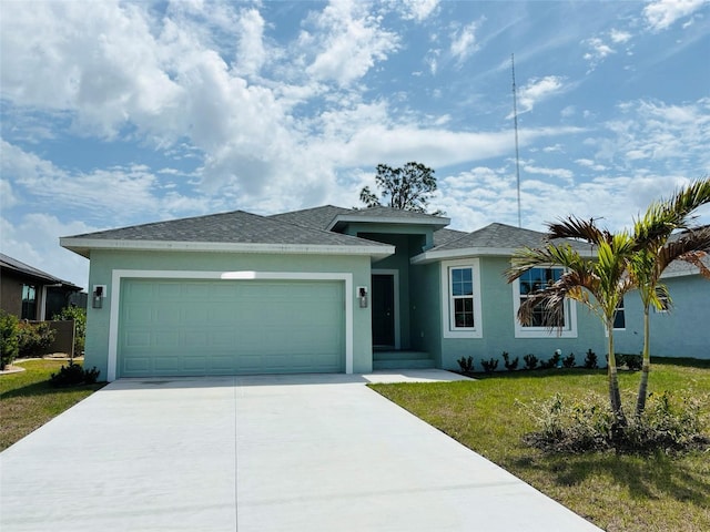 152 White Pine Dr, Rotonda West, FL 33947 - single story home featuring stucco siding, a garage, concrete driveway, and a front yard
