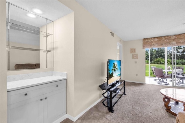 6713 Stone River Rd Unit 101, Bradenton, FL 34203 - living room with carpet and baseboards