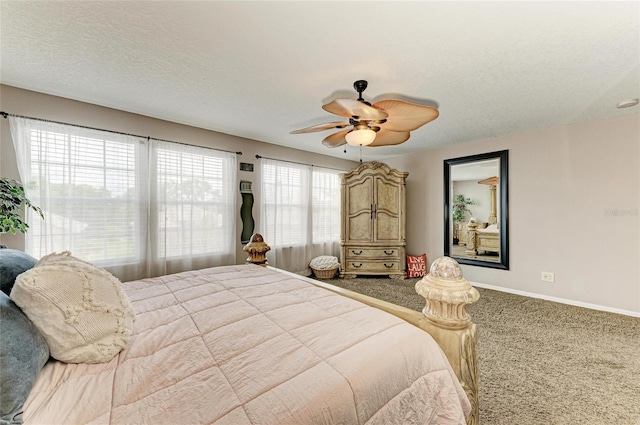 3911 91st Ave E, Parrish, FL 34219 - bedroom featuring carpet, ceiling fan, and a textured ceiling