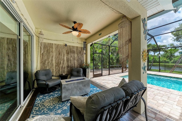 3911 91st Ave E, Parrish, FL 34219 - sunroom with a ceiling fan