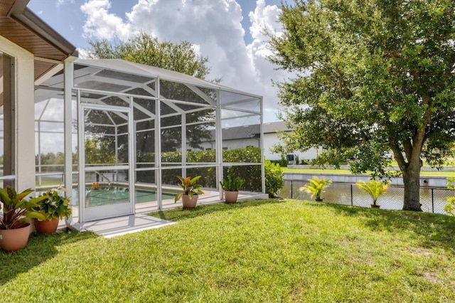 1402 SW 4th Ln, Cape Coral, FL 33991 - view of yard with a lanai
