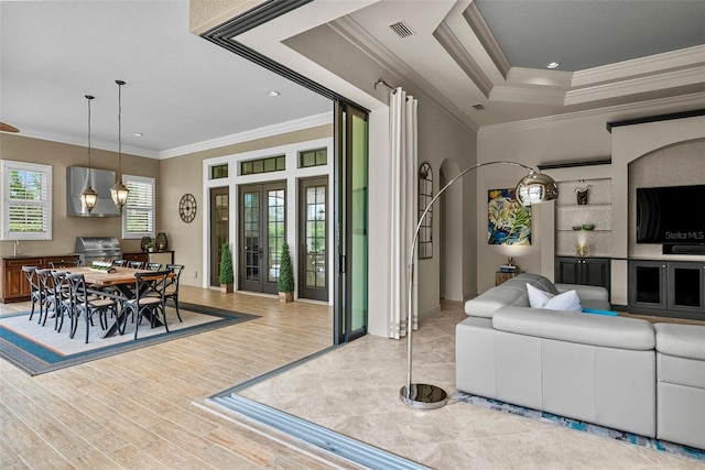6926 Lacantera Cir, Lakewood Ranch, FL 34202 - living room with ornamental molding and recessed lighting