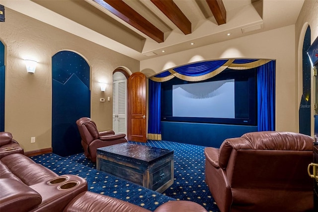 6926 Lacantera Cir, Lakewood Ranch, FL 34202 - carpeted cinema with beamed ceiling