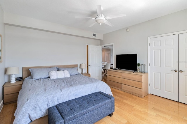 750 N Tamiami Trl Unit 1616, Sarasota, FL 34236 - bedroom with light wood-type flooring and ceiling fan