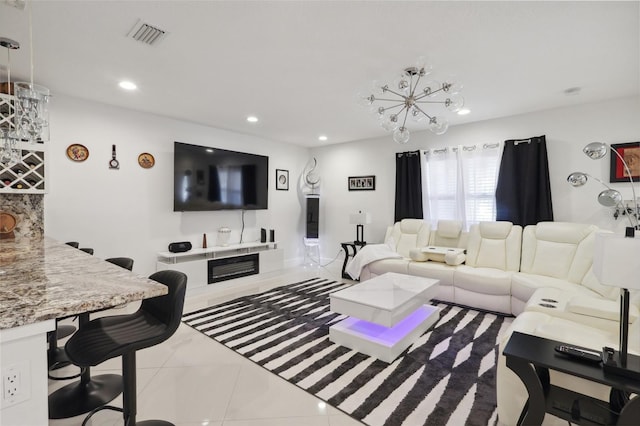 6917 22nd St W, Bradenton, FL 34207 - living area with recessed lighting, tile patterned floors, and electric panel