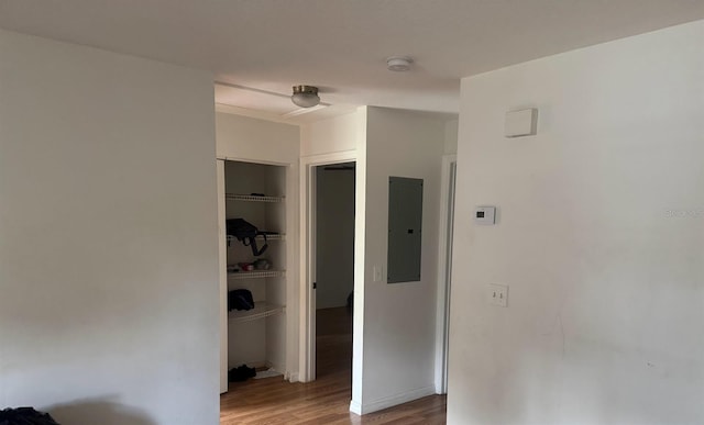 201 8th St NE Unit 201 203, Ruskin, FL 33570 - hallway featuring electric panel and wood finished floors