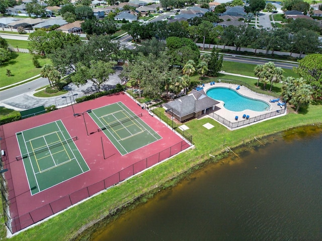 4668 73rd St E, Bradenton, FL 34203 - drone / aerial view of a pool area and a nearby body of water