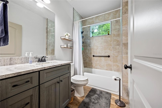 174 SW Caboose Dr, Fort White, FL 32038 - bathroom with vanity, shower / tub combo with curtain, and wood finished floors