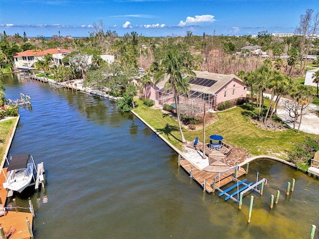 1236 Port Ln, Sarasota, FL 34242 - dock area with boat lift and a water view