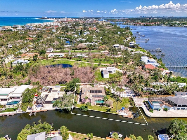 1236 Port Ln, Sarasota, FL 34242 - aerial view of property and surrounding area featuring a large body of water and property parcel outlined