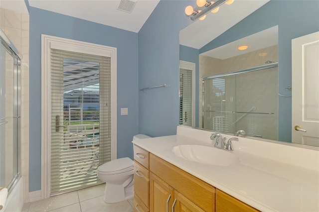 1236 Port Ln, Sarasota, FL 34242 - bathroom featuring tile patterned flooring, vanity, and lofted ceiling