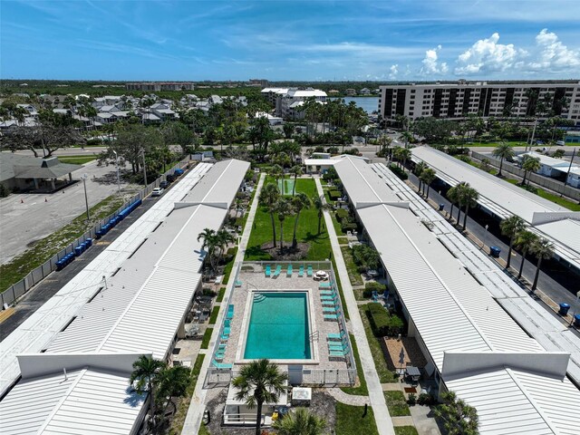 5830 Midnight Pass Rd Unit 108, Sarasota, FL 34242 - drone / aerial view of a pool