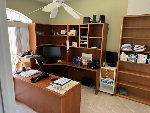 6444 7th Avenue Cir W Unit 6444, Bradenton, FL 34209 - home office with a ceiling fan and light tile patterned floors