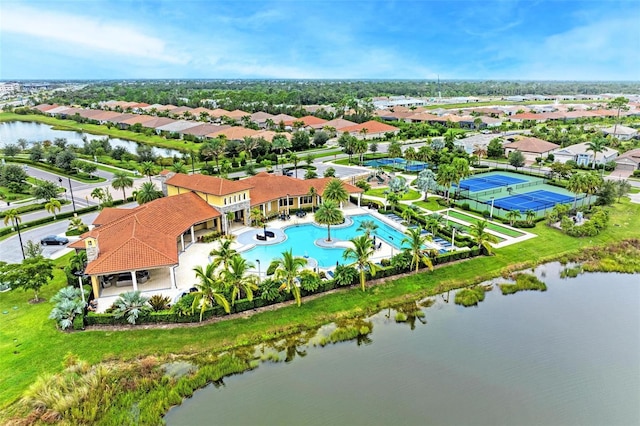 11680 Tapestry Ln, Venice, FL 34292 - aerial view of residential area with a pool and a large body of water