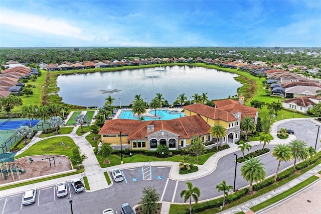 11680 Tapestry Ln, Venice, FL 34292 - aerial perspective of suburban area featuring a large body of water and a pool