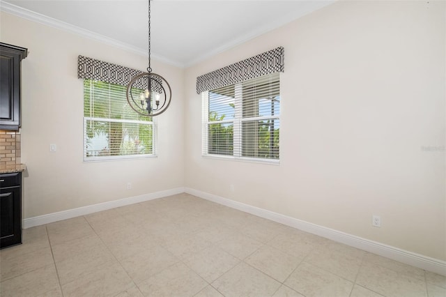13789 Old Creek Ct, Parrish, FL 34219 - unfurnished dining area featuring a chandelier and ornamental molding