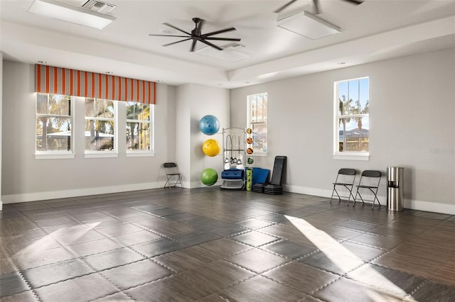 13789 Old Creek Ct, Parrish, FL 34219 - exercise area with baseboards and ceiling fan