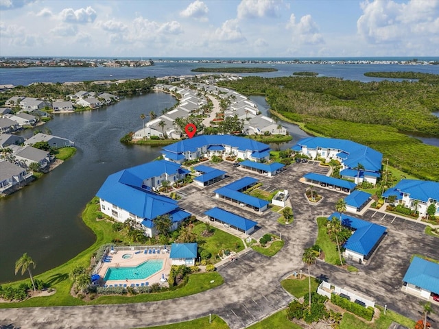 970 Sandpiper Cir Unit 970, Bradenton, FL 34209 - aerial view of residential area with a large body of water and a pool area