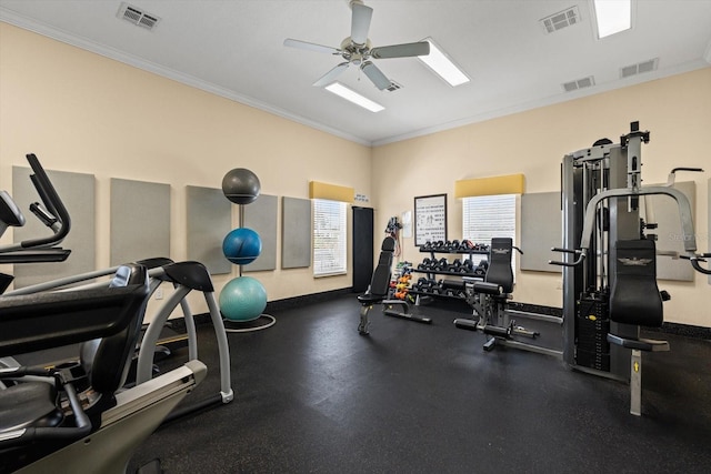 970 Sandpiper Cir Unit 970, Bradenton, FL 34209 - workout area with a ceiling fan and ornamental molding