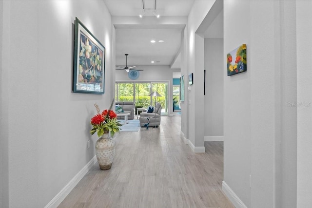 3605 Wild Blossom Pl, Parrish, FL 34219 - hall featuring wood finished floors and recessed lighting