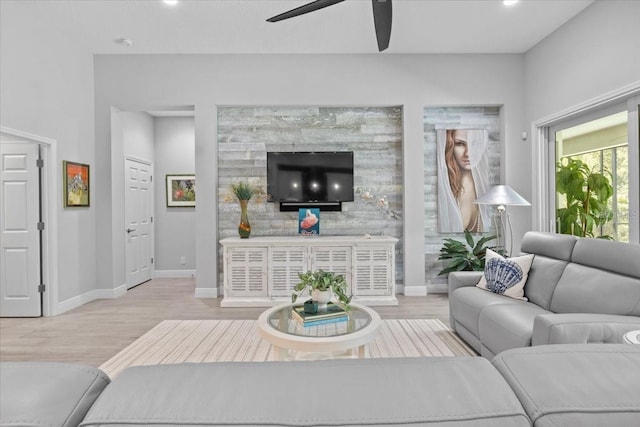 3605 Wild Blossom Pl, Parrish, FL 34219 - living room with a ceiling fan and wood finished floors