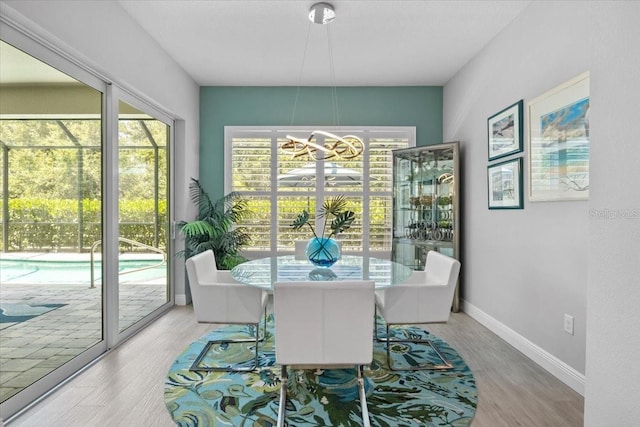 3605 Wild Blossom Pl, Parrish, FL 34219 - dining room with a chandelier and wood finished floors
